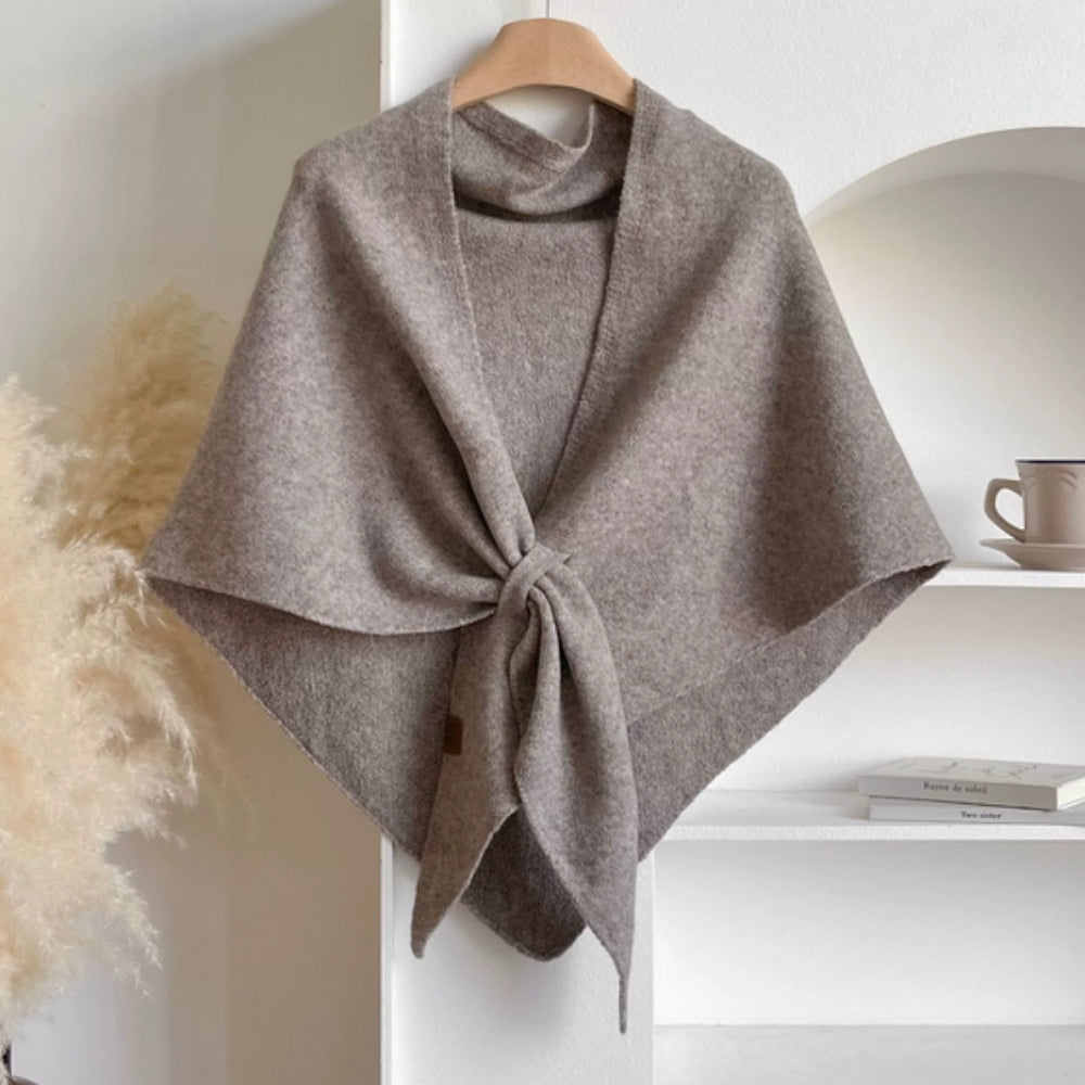 Womens Triangle Knit Poncho Wrap Soft Microfiber Blend Cape in Solid Colors 73x30 Inches