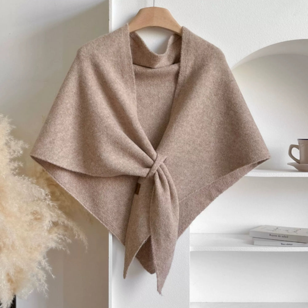 Womens Triangle Knit Poncho Wrap Soft Microfiber Blend Cape in Solid Colors 73x30 Inches