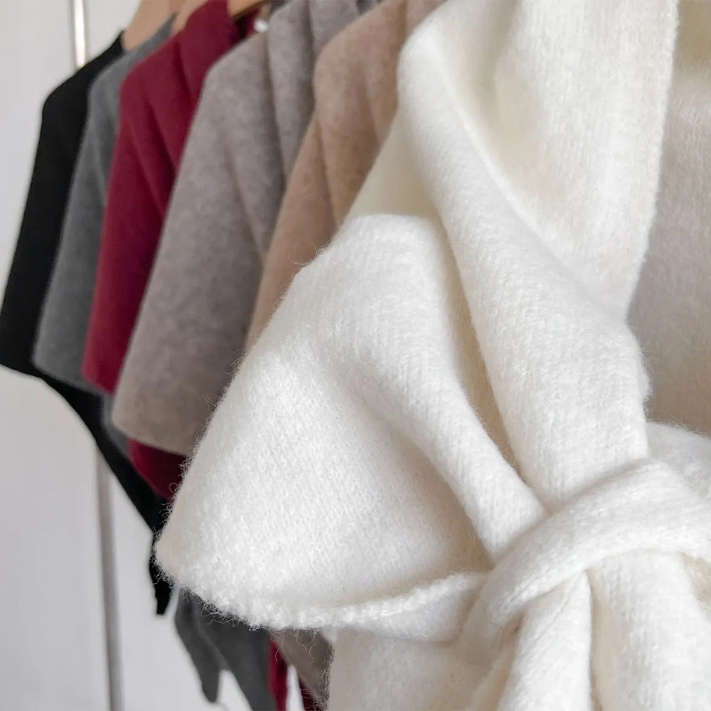 Womens Triangle Knit Poncho Wrap Soft Microfiber Blend Cape in Solid Colors 73x30 Inches