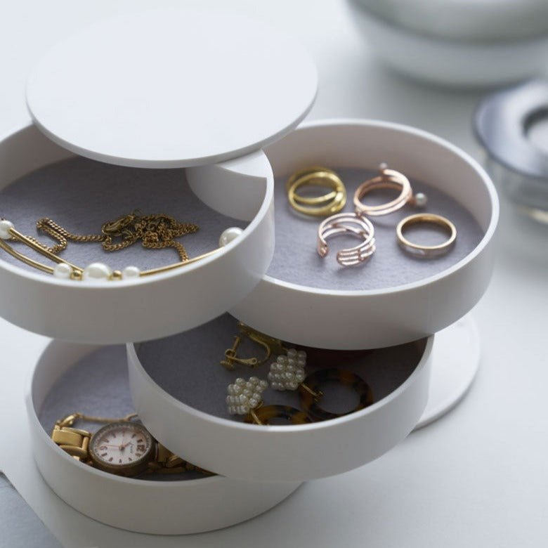 Harrow Twist Around Jewelry Organizer Plastic 4-Layer Round Accessory Storage 8cm x 9.5cm