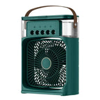 Portable Ice Mist Fan with 5 Nozzles, 3 Speeds, and 7 LED Light Colors - Ultra Cooling, Lightweight, Rechargeable