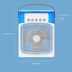 Portable Ice Mist Fan with 5 Nozzles, 3 Speeds, and 7 LED Light Colors - Ultra Cooling, Lightweight, Rechargeable