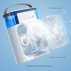 Portable Ice Mist Fan with 5 Nozzles, 3 Speeds, and 7 LED Light Colors - Ultra Cooling, Lightweight, Rechargeable
