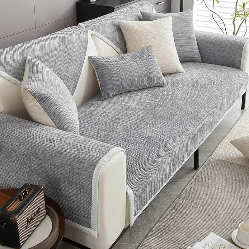 Universal Sofa Cover Chenille Fabric with Elastic Corners Protective Furniture Slipcover
