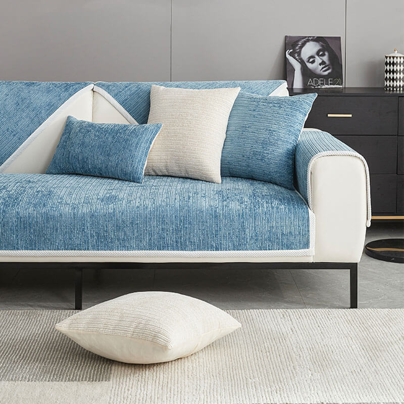 Universal Sofa Cover Chenille Fabric with Elastic Corners Protective Furniture Slipcover