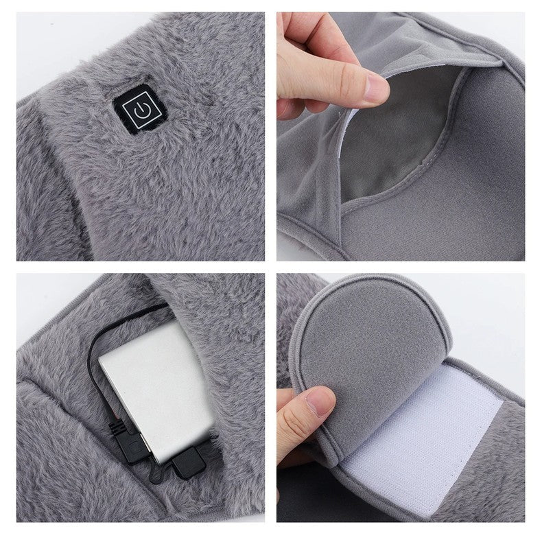 USB Heated Waist Wrap with Hand Warmers Adjustable Heat Levels Crystal Velvet USB Powered