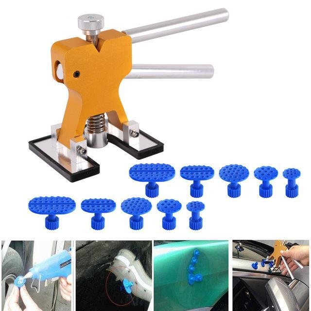 Paintless Dent Repair Kit With Golden Puller, Glue Tabs, Scratch Filler – Car Dent Removal Tool Set