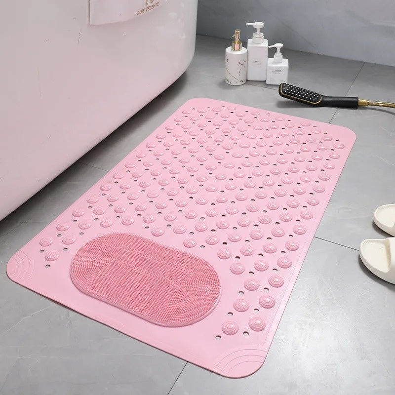 SafeGrip Non-Slip Shower Mat with Built-in Foot Scrubber and Suction Cups for Bathroom Safety