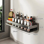 Vera Kitchen Wall Organizer Stainless Steel Suction Cup Mount Shelf for Spices and Small Items