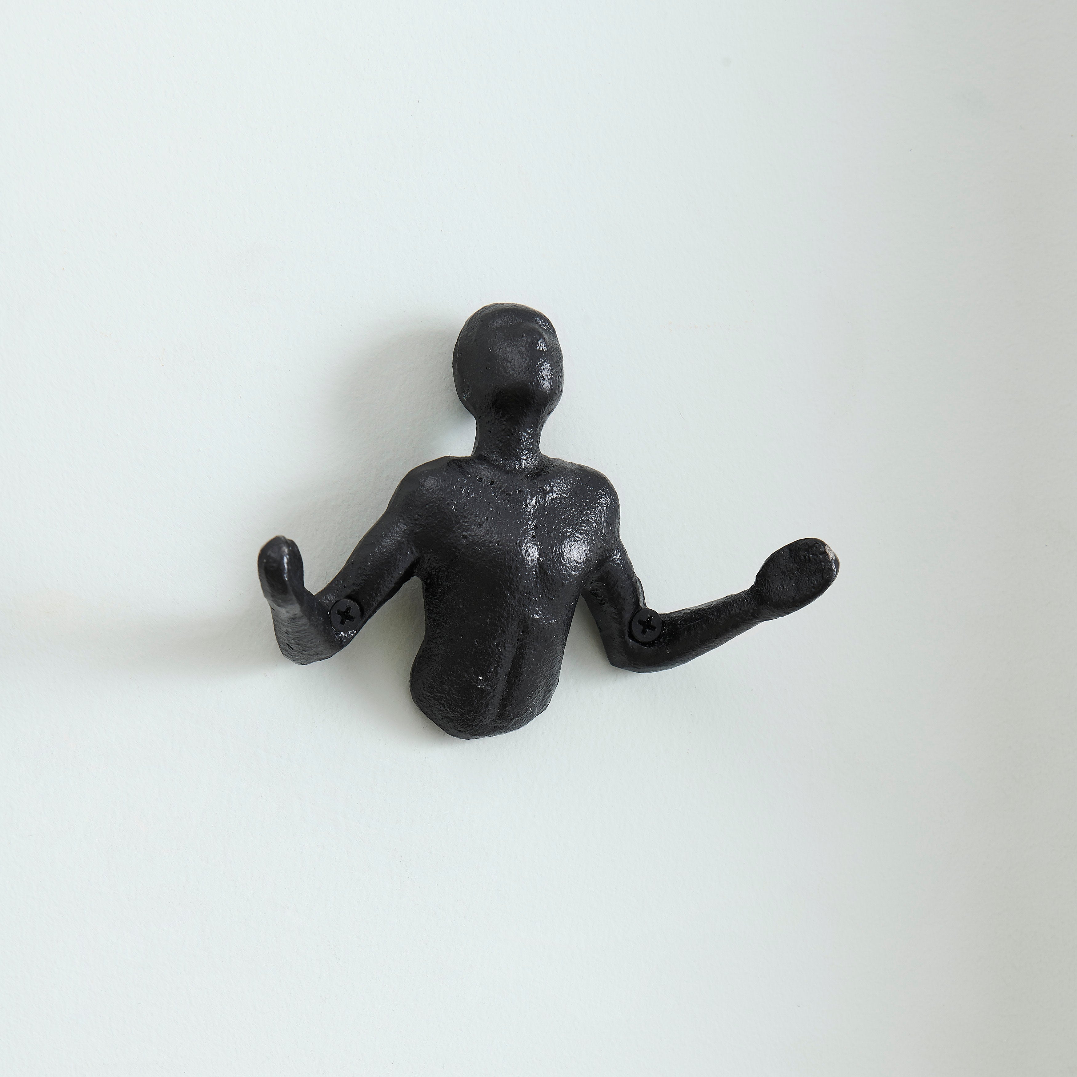 Harrow Cast Iron Wall Hooks Set of 2 Black Decorative Palms Up Coat Towel Hangers