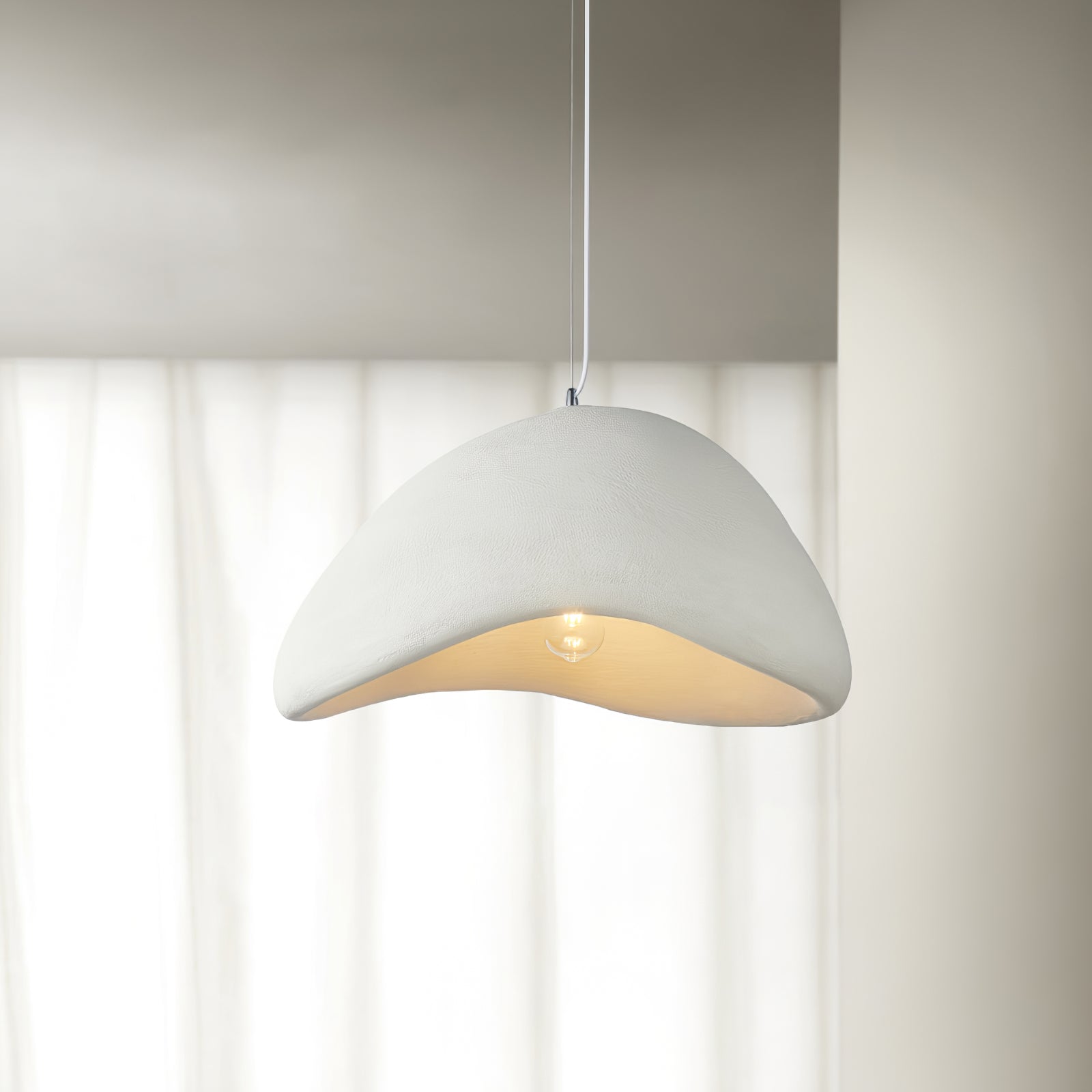 Wabi-Sabi Organic Pendant Light Style A Fabric Shade Ceiling Mount Indoor Gray White