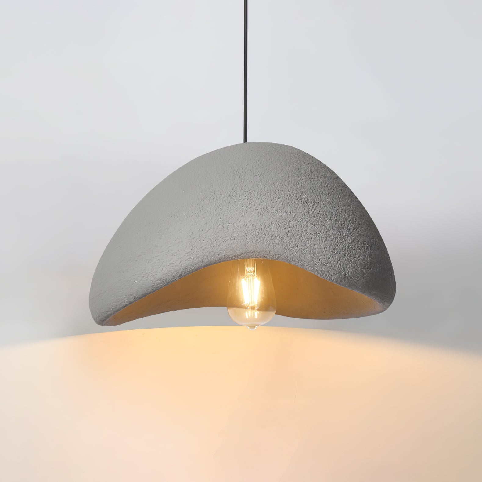 Wabi-Sabi Organic Pendant Light Style A Fabric Shade Ceiling Mount Indoor Gray White