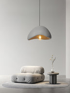 Wabi-Sabi Organic Pendant Light Style A Fabric Shade Ceiling Mount Indoor Gray White