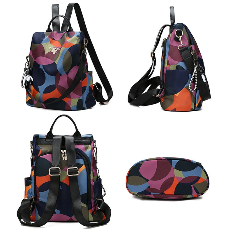 Waterproof Anti-Theft Backpack Oxford Fabric 30cm Compact Travel Bag with Multiple Pockets