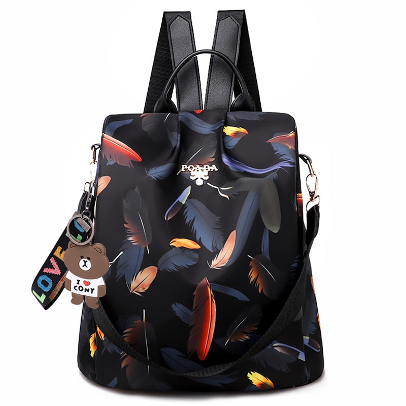 Waterproof Anti-Theft Backpack Oxford Fabric 30cm Compact Travel Bag with Multiple Pockets