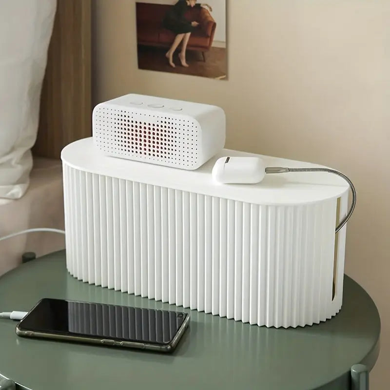 Ordoca Cable Box Desk Organizer White Plastic Cable Management Storage 30x11x13 cm
