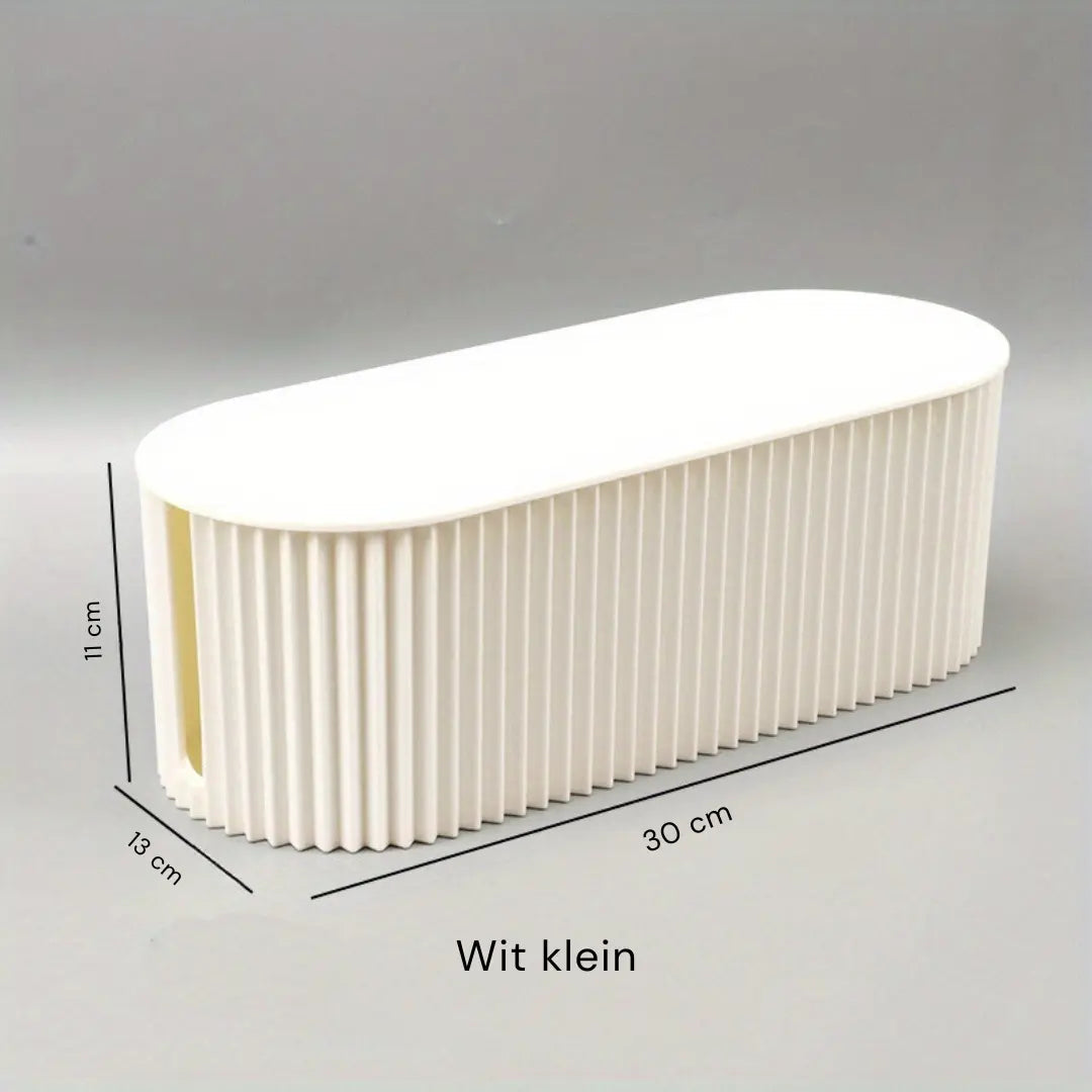 Ordoca Cable Box Desk Organizer White Plastic Cable Management Storage 30x11x13 cm