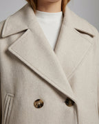 Cropped Double-Breasted Women's Jacket with Wide Lapel Collar and Side Pockets