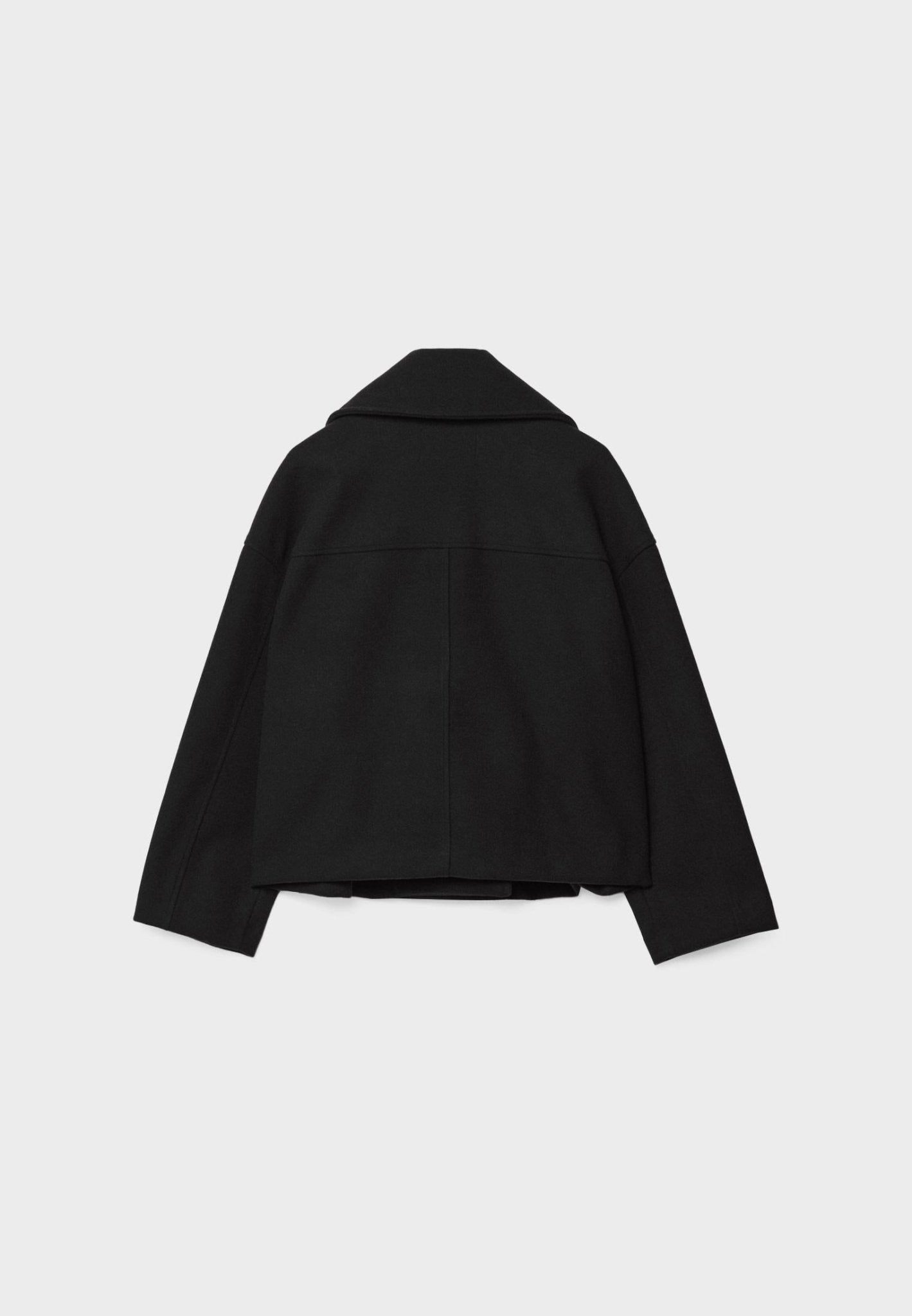 Cropped Double-Breasted Women's Jacket with Wide Lapel Collar and Side Pockets