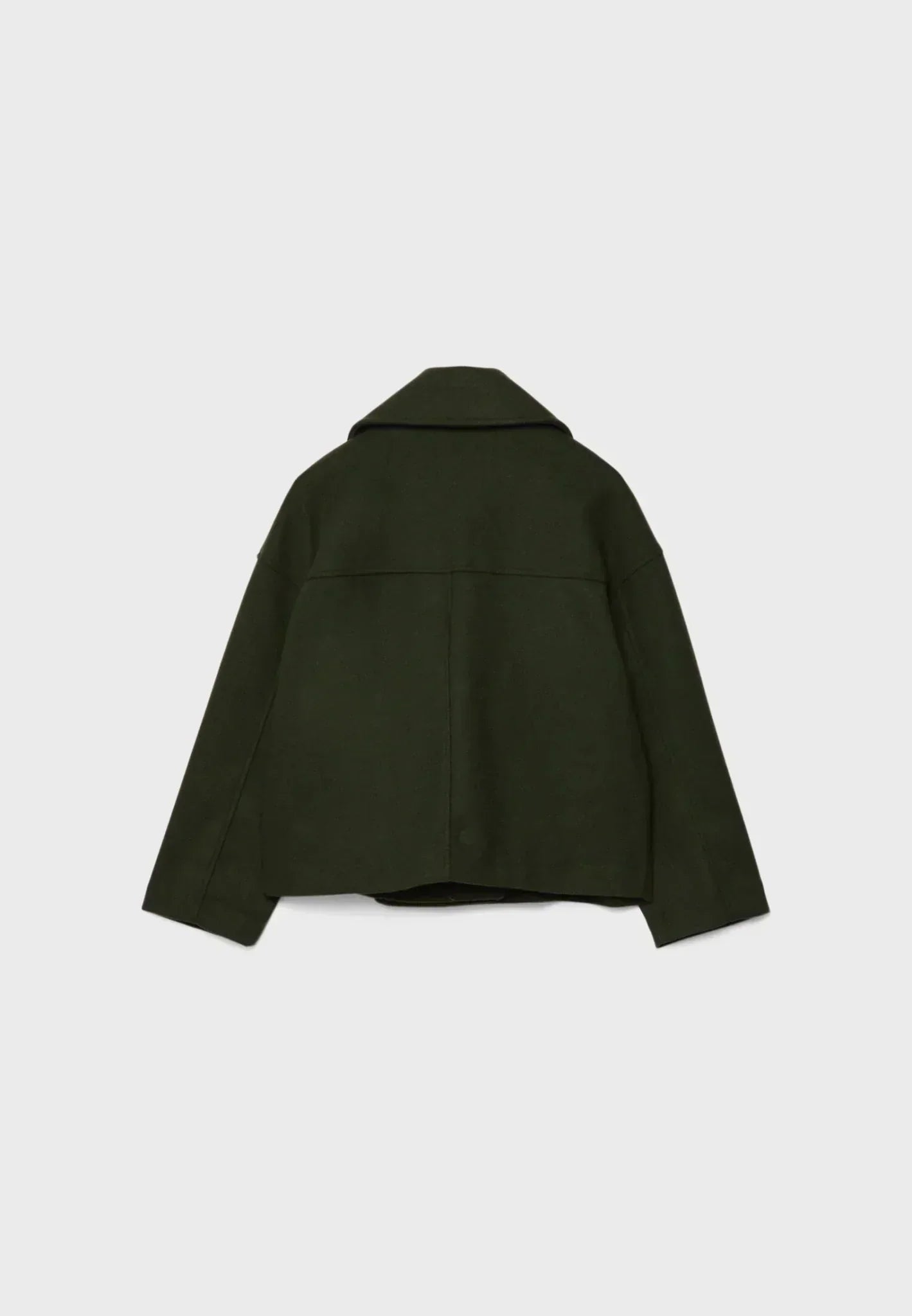 Cropped Double-Breasted Women's Jacket with Wide Lapel Collar and Side Pockets