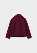 Cropped Double-Breasted Women's Jacket with Wide Lapel Collar and Side Pockets