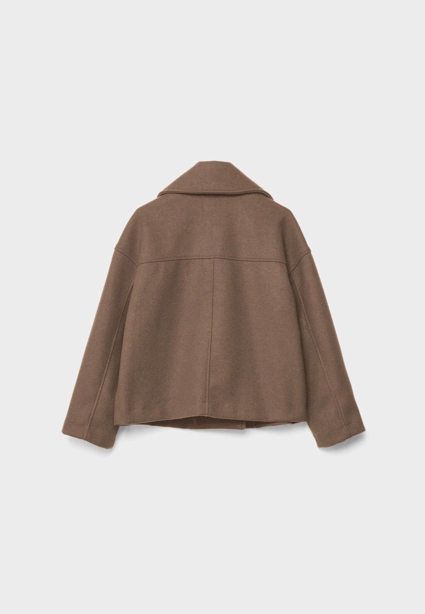 Cropped Double-Breasted Women's Jacket with Wide Lapel Collar and Side Pockets