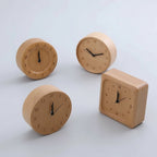 Elegant Beech Wood Alarm Clock Silent Analog Minimalist Design Natural Finish Battery Operated