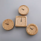 Elegant Beech Wood Alarm Clock Silent Analog Minimalist Design Natural Finish Battery Operated