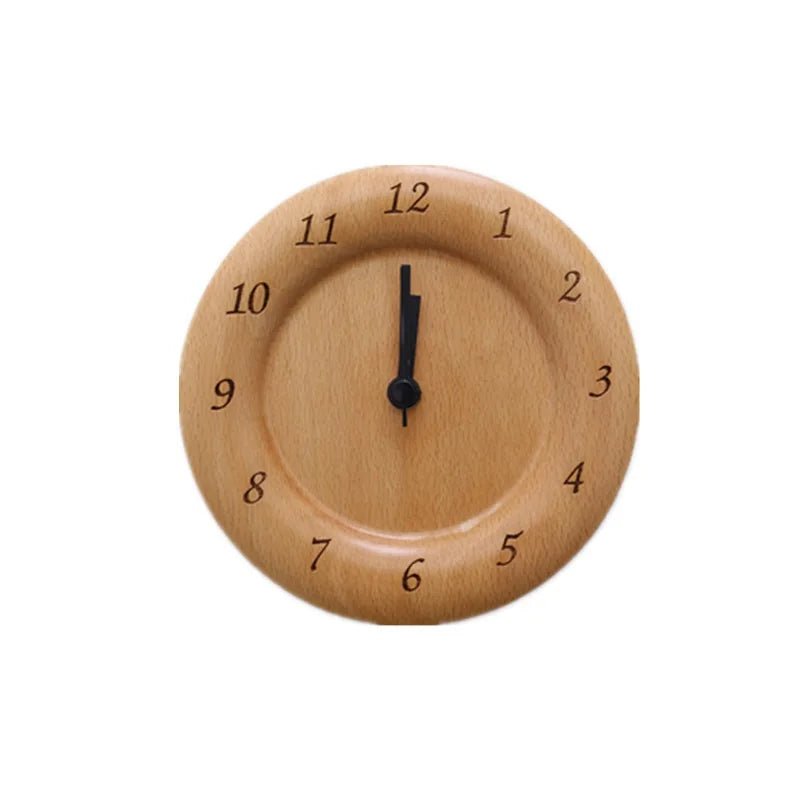 Elegant Beech Wood Alarm Clock Silent Analog Minimalist Design Natural Finish Battery Operated