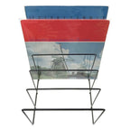 Harrow Wrought Iron Book and Vinyl Record Stand Triangle Shelf Metal Storage Organizer