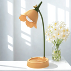 Modern Flower LED Table Lamp Touch-Activated USB Rechargeable Warm Light ABS Plastic