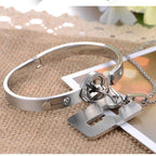 You Are The Key To My Heart Bracelet and Necklace Set Stainless Steel Matching Couples Jewelry Gift
