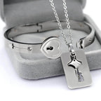 You Are The Key To My Heart Bracelet and Necklace Set Stainless Steel Matching Couples Jewelry