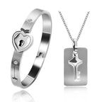 You Are The Key To My Heart Bracelet and Necklace Set Stainless Steel Matching Couples Jewelry