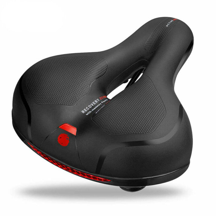 Bike Seat with Gel Cushion and Shock Absorption Memory Foam Wide Ergonomic Saddle for Road Mountain and Exercise Bikes