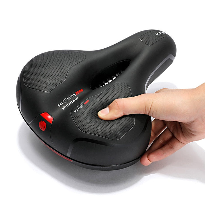 BicycleComfort Pro Ergonomic Bicycle Saddle Pain-Free Orthopedic Seat with Reflective Strip and Water-Resistant Synthetic Leather