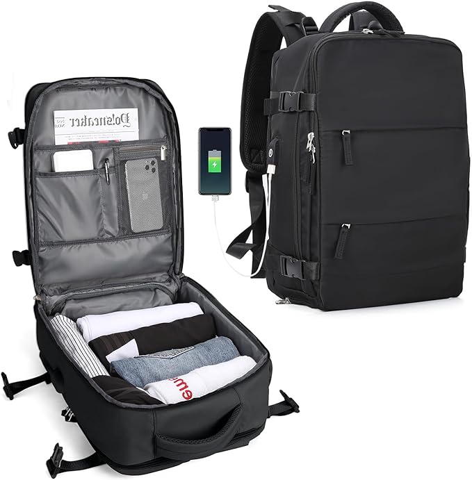 Durable Water-Resistant Hiking Backpack with USB Charging Port Spacious Travel Daypack